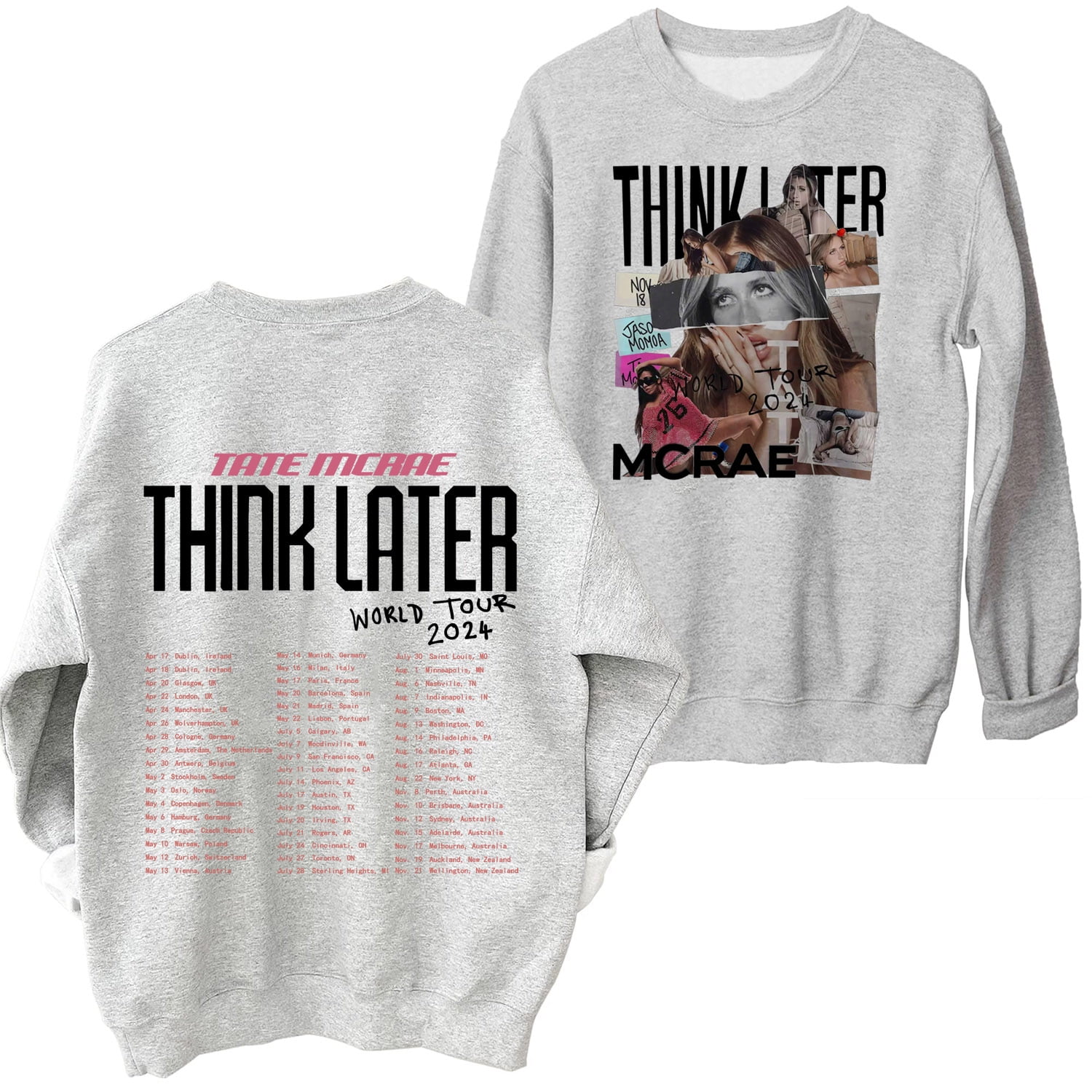テイトマクレー TATE McRAE T8 ワールドツアー 2024 スウェット Tate Mcrae The Think Later World Tour 2024 Tour Sweatshirt