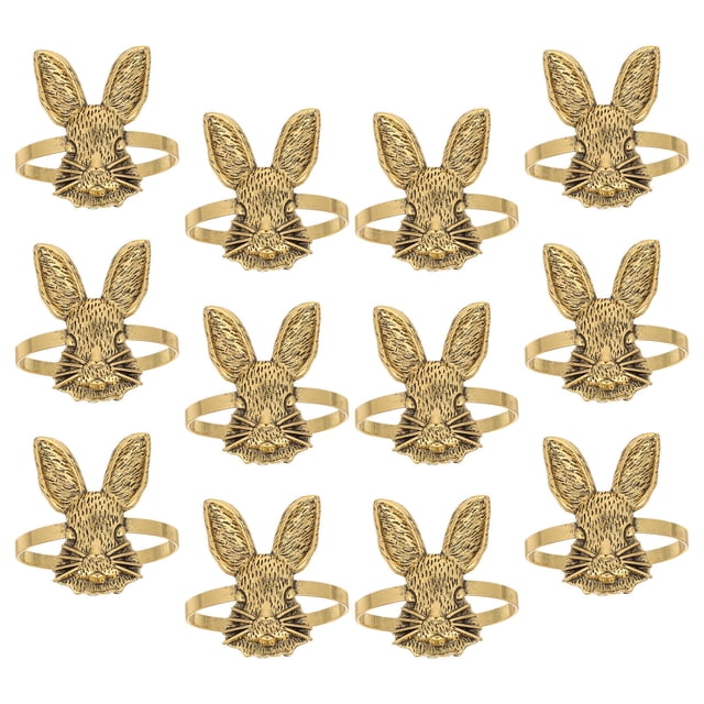 BRIGHTFUFU 12Ud Para Servilletas En Metal Dorado Con De Para Fiesta Y Cena De Pascua
