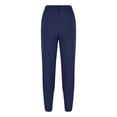 thumbnail image 6 of Linen Blend High Waisted Trousers Women's Summer Office Pants, Imitation Cotton Wide Leg Work Slacks, Casual Business Professional Style Gifts | Sopatenor,Navy L, 6 of 8