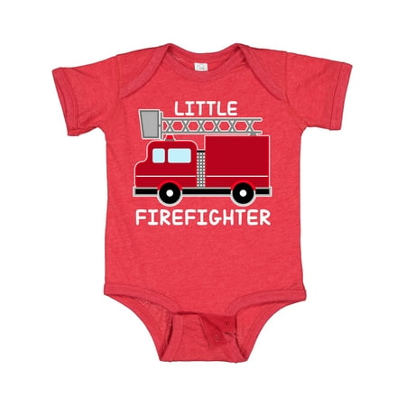 

Inktastic Red Fire Little Firefighter White Text Gift Baby Boy or Baby Girl Bodysuit