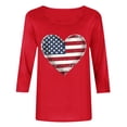 thumbnail image 4 of Htigea 4th of July Women's 3/4 Sleeve Tops Heart Flag Graphic T-Shirts USA Independence Day Pullover Patriotic Tee Soft Lightweight Summer Blouses Red L, 4 of 5