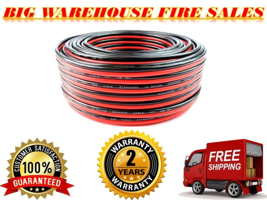 Audiopipe 100' Feet 18 GA Gauge Red Black 2 Conductor Speaker Wire ZIP WIRE