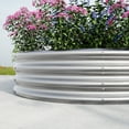 thumbnail image 4 of Yoneston Galvanized Raised Garden Beds Kit 47.24" x 11.4" Tall Round Outdoor Metal Garden Beds Galvanized Planter Box for Vegetables Flowers Herbs, Silver, 4 of 6