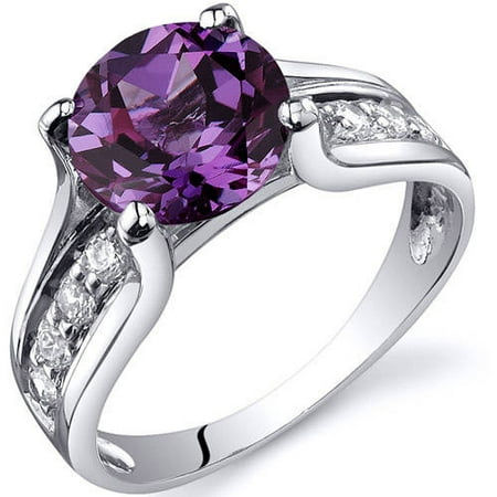 Oravo 2.75 Carat T.G.W. Simulated Alexandrite Solitaire Rhodium over Sterling Silver Ring