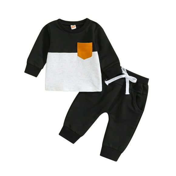 Zshosam Toddler Boy Fall Photoshoot Outfits Toddler Baby Boy Clothes Long Sleeve Sweatshirt Pants Set Fall Winter Outfit Size 70,(Black 70)