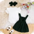thumbnail image 4 of Ymyiu Spring Baby Girl Clothes Newborn Baby Girl Outfit Clothes Romper+Tutu Skirt+Headband Set Outfit 6 9 Months (Dark Green,6-9 Months), 4 of 5