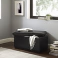 thumbnail image 2 of Linon Elta Rectangle Storage Ottoman, Black Faux Leather, 2 of 12