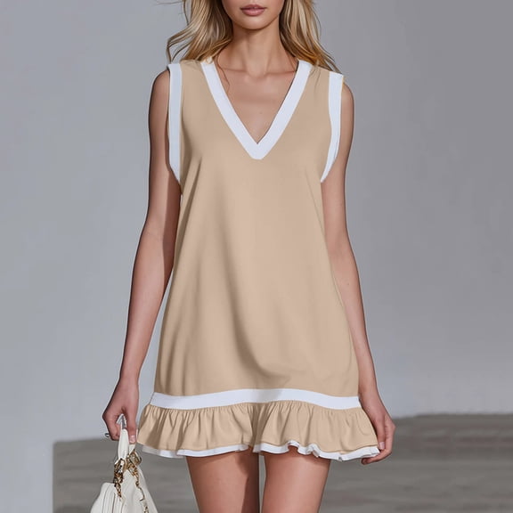 Women's Sleeveless Casual Dress Round Neck Solid Color Summer Spring Everyday Wear