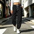thumbnail image 6 of ClodeEU Women's Polka Dot Print Drawstring High Waist Jogger Pants,Casual Tapered Ankle Sweatpants with Pockets ,Women's Plus L, 6 of 8