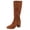 Brown Boots, variant on hopeusnice Round Toe Side Zipper Chunky Heel Knee High Boots Women Suede Dress Boots for Work Brown 36