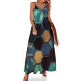 thumbnail image 1 of Vestido sin mangas azul y dorado Vestido mujer Vestido largo mujer, 1 of 7