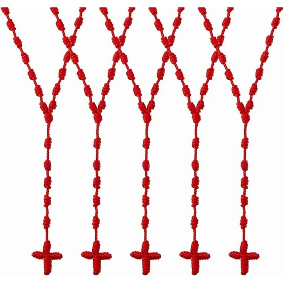 Colorful Knotted Rosary Necklaces Easter Lightweight Long String Necklace 74cm/29.13 inch Knotted Cord Rope with Braid Rosary Beads Necklace for Men Women