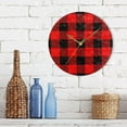 thumbnail image 7 of GZHJMY Round Digital Clock Red Buffalo Plaid Creative Decorative Quiet Not Ticking Clock,Bedroom Living Room Bathroom Kitchen Office Wall Ornament (Black 10x10In), 7 of 7