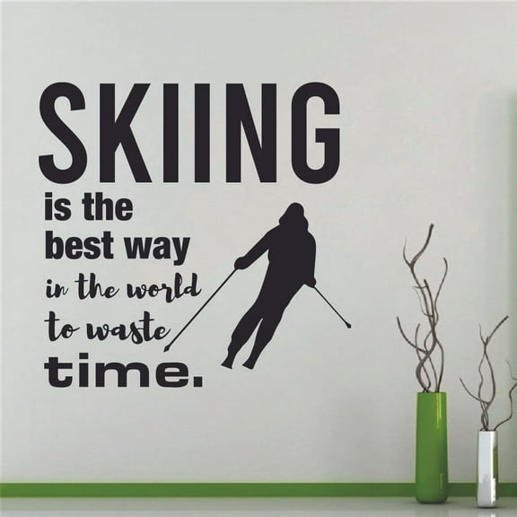 Best Way to Waste Time Ski Skiing Motivation Quote Wall Sticker Art Decal for Girls Boys Room Bedroom Outdoor Sports Garage House Fun Home Decor Stickers Wall Art Vinyl Decoration Size (20x20 inch)