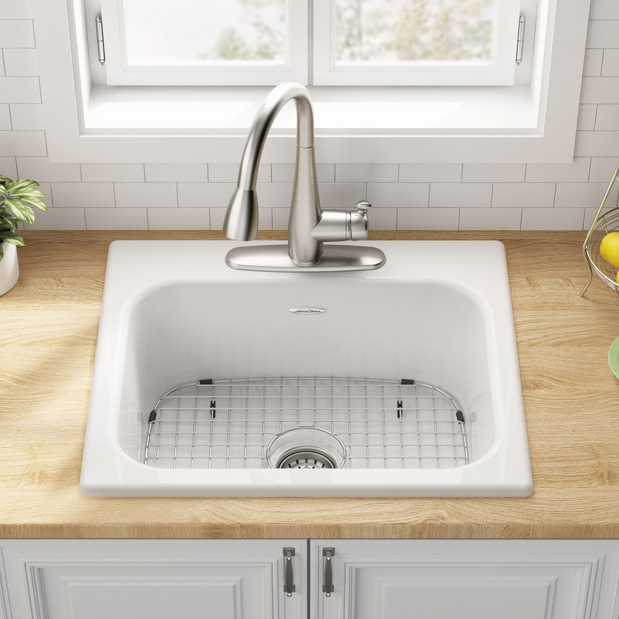 American Standard Quince Drop-in Cast Iron 25 in. 3-Hole Single Bowl Kitchen Sink in Brilliant White - image 4 of 6