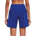 thumbnail image 2 of BALEAF Women's 7 Inches Long Running Shorts Back Zipper Pocketed Lounge Athletic Gym Shorts with Liner Royal Blue Size L, 2 of 6