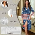thumbnail image 6 of Yuyamidu American Flag Robe Womens 3/4 Sleeve Robes for Women Bathrobe Knee Length Nightgowns Size XL Comfy Sleepwear Soft Dressing Gown with Waist Belt, 4th of July, 6 of 7