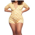 thumbnail image 3 of Women V-Neck Shorts Jumpsuit One Piece Bodysuit Pajama Long Sleeve Bodycon Rompers Overall, 3 of 4