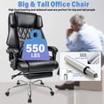 thumbnail image 6 of Hoffree 3 PCS Executive Office Chair Big and Tall Office Chair 550lb Wide Seat Ergonomic Computer Desk Chair High Back Leather Chair with Lumbar Back Support for Home Office Black, 6 of 7