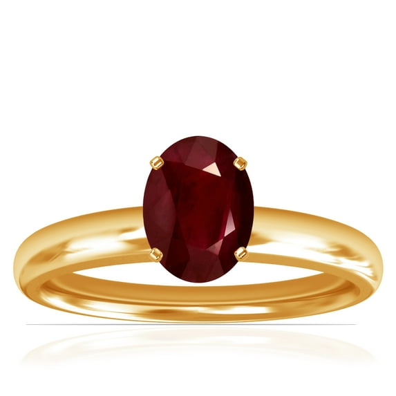 GemsNY July Birthstone - Traditional Oval Ruby Solitaire Ring (Grade - AA | 0.65cts.)