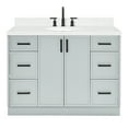 thumbnail image 2 of Ariel Kelly 48 Inch Single Oval Sink Bathroom Vanity With Carrara White Quartz Countertop 1.5 Inch Edge In Grey, 2 of 12