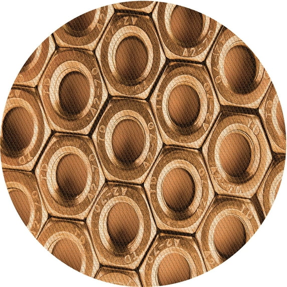 Ahgly Company Machine Washable Indoor Square Transitional Saddle Brown Area Rugs, 3' Square