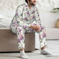 thumbnail image 7 of Lsque Orchids Flowers Pattern Long Sleeve Pajama Set for Men - Soft 2-Piece Sleepwear and Loungewear Set with Pockets, Comfy Nightwear-Small, 7 of 7