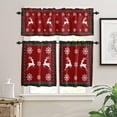 thumbnail image 2 of Christmas Elk Kitchen Curtains and Valances Set, Snowflake Plaid Border Rod Pocket Window Valance 18 Inch Window Curtain Panels for Living Room Bedroom Laundry, 27.5x36in, 3 Pieces, 2 of 7