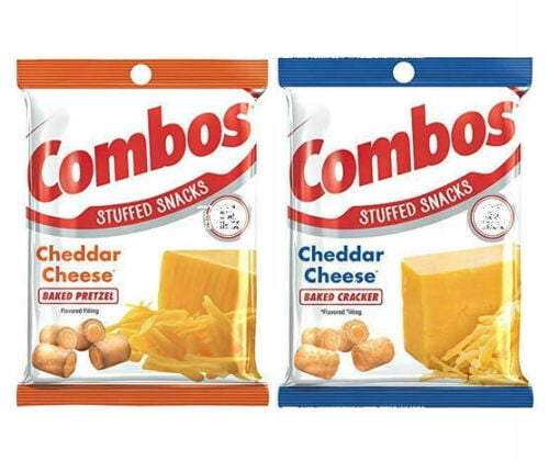 Combos Cheddar Cheese Baked Pretzel + Cracker Stuffed Snacks 6.3 Oz (2-Bags))