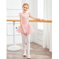 thumbnail image 4 of Oudiya Girls Ruffle Sleeve Shiny Ballet Leotard Tutu Dance Dresses for Ballerina Kids 3-11Y, 4 of 7