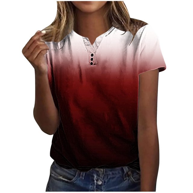 Chemises à Manches Courtes pour Femmes Mode Décontractée Chemises Imprimées Manches Courtes Tee-Shirt Ample Blouse Col en V Blouses à Manches Courtes pour Femmes