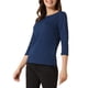 thumbnail image 4 of INSPIRE CHIC Blusa de Cuello Barco de Cuadros para Mujer con Manga 3/4 en Azul Real, 4 of 6