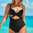 thumbnail image 2 of Aayomet Swimsuits for Women Plus Size Bathing Suits Twist Front Cutout Adjustable Straps Ruched Swimwear,D XL, 2 of 3