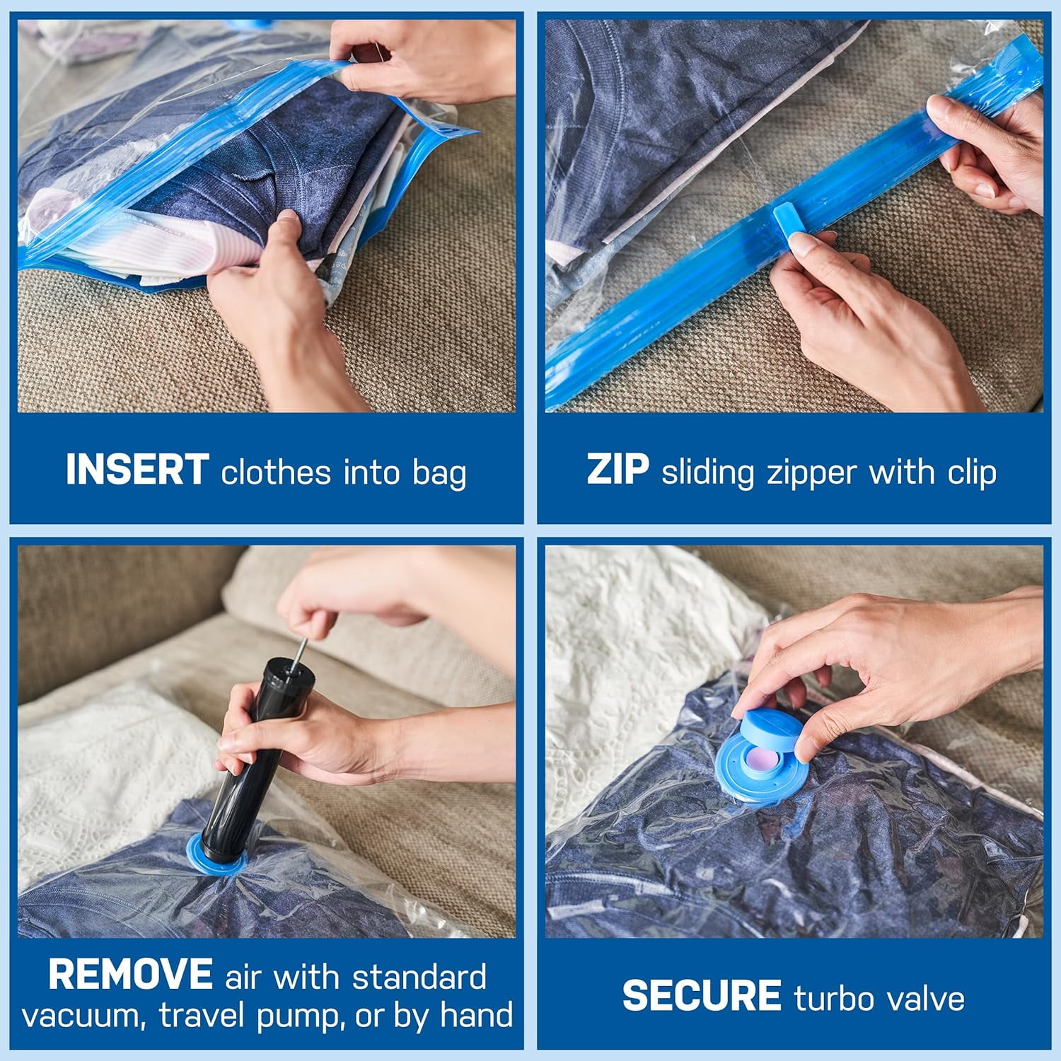 2 Pack Premium Jumbo Vacuum Seal Bag Space Saver Storage 40”x53” Plastic  Ziplock