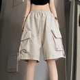 thumbnail image 3 of Sonxahe Toddler Girls Solid Cargo Shorts Drawstring Pocket Baggy Casual Shorts Hiking Sports Bottoms ,Beige, 3 of 3