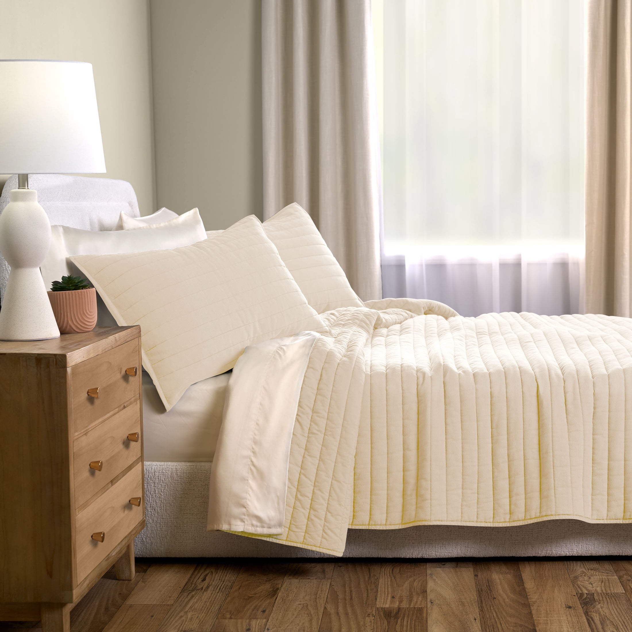 Allswell Organic Cotton 3-Piece Quilt Set, Vanilla Dream, Full/Queen