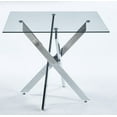 thumbnail image 5 of MAYEERTY Modern Square Dining Table Cross Legs Tempered Glass Top Space-Saving Small Spaces, 5 of 15