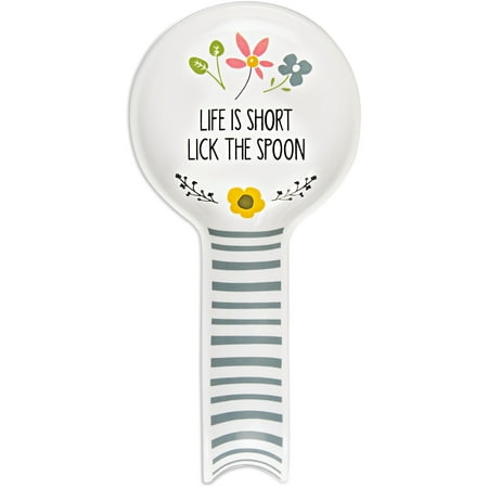 - Pavilion - Life is Short Lick the Spoon - Ceramic Floral Spoon Rest