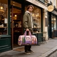 thumbnail image 4 of Beforeyayn Quilted Embroidery Duffle Bag For Women, Large travel tote bag with cute nature prints shoulder bag for weekend trip, for travelers, suitable for gym and beach,, 4 of 6