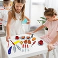 thumbnail image 3 of RUVINCE 31-Piece Pretend Toddler Grill Playset  for Toddlers 3-5, 2-Layer Outdoor BBQ Cooking Toy with Smoke, Lights and Sounds, Backyard Pretend Play Kitchen Set, Outside Toys for Boys and Girls, 3 of 6