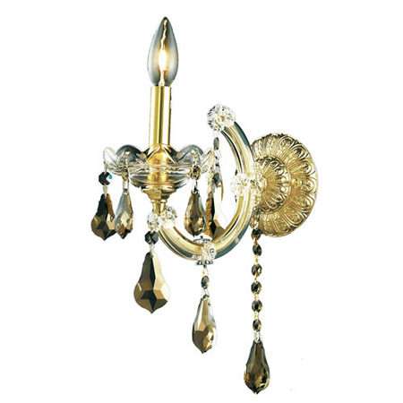 

Wall Sconces 1 Light With Golden Teak (Smoky) Crystal Royal Cut Gold size 8 in 60 Watts - World of Classic