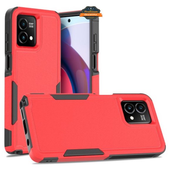 For Motorola Moto G 5G 2024 Hybrid Bumper Rugged Dual Layer Heavy-Duty Military-Grade 2in1 Rubber TPU Defender Phone Case Cover by Xpression - Red