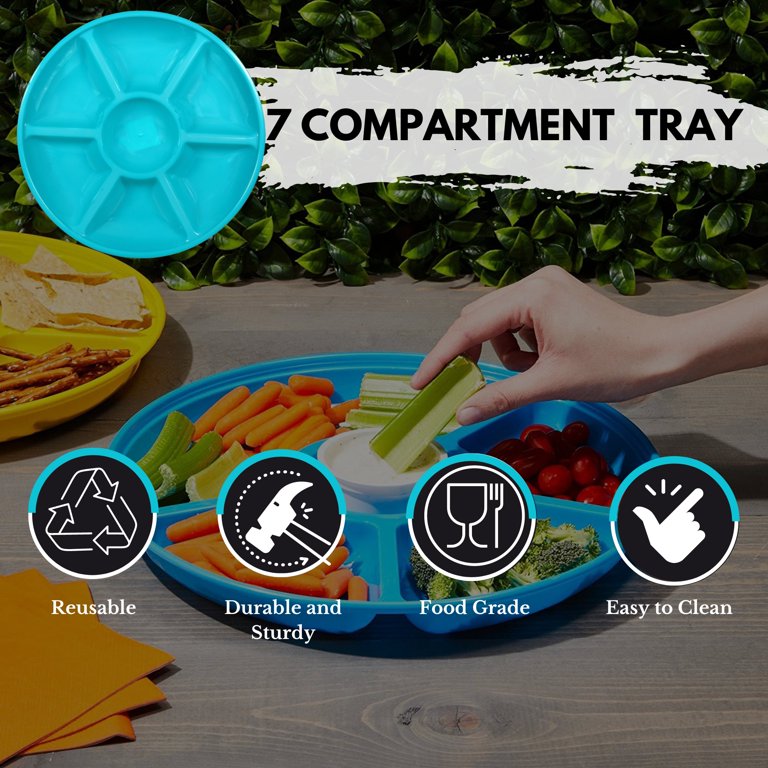 KOLORAE Black Cat Snack Tray - 5 Compartment Reusable Serving Tray With Lid, BPA-Free, For Parties