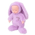 thumbnail image 4 of Muñecas recién nacidas de cuerpo completo, ropa de conejo púrpura, ojos cerrados, muñeca realista de vinilo con música de canción de cuna, 4 of 8