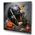 thumbnail image 2 of Designart "Vintage American Football Helmet in Black and Orange II" Sports Wall Art - Modern Black Sport Football Entryway Wall Art Print, 2 of 6