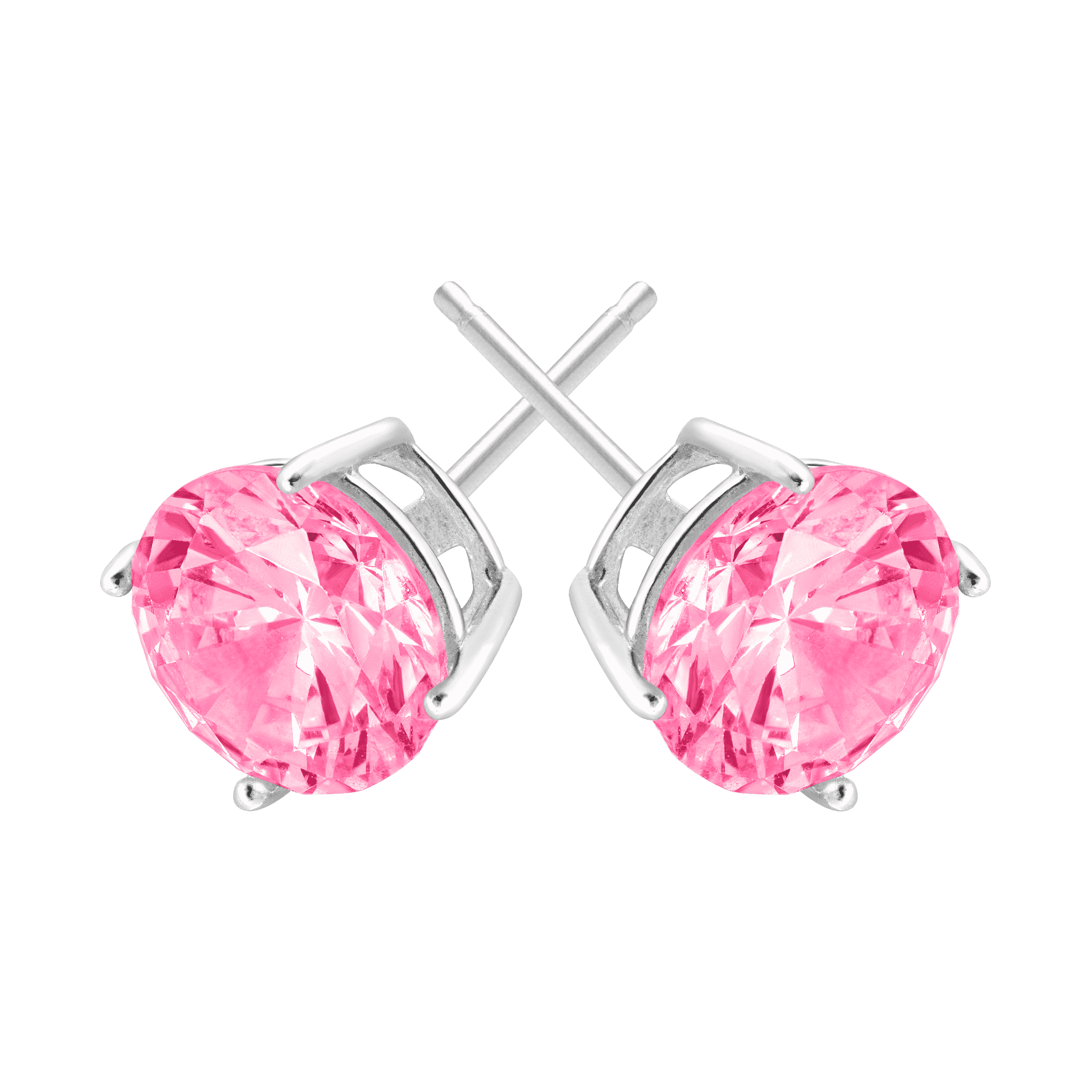 Women's Finecraft 8mm Pink Cubic Zirconia Stud Earrings in Sterling Silver
