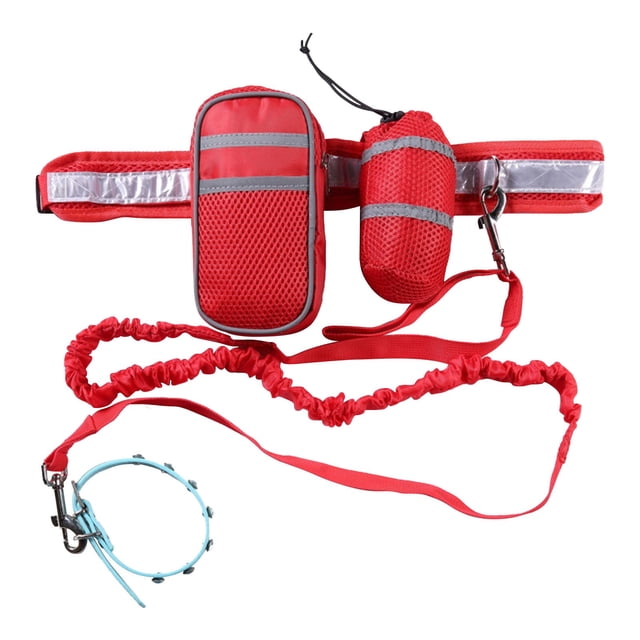 Leashesdog Running Sports Set Pet Reflective Traction Rope Waist Bag Night Running Traction Belt Training Bagred