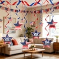 thumbnail image 2 of 4th of July Decorations, 18 Pcs Patriotic Hanging Swirl Memorial Day Office Decoration, American Flag Star Ceiling Hanging Decor Red White and Blue Decor for Aniversary Home Office, 2 of 5