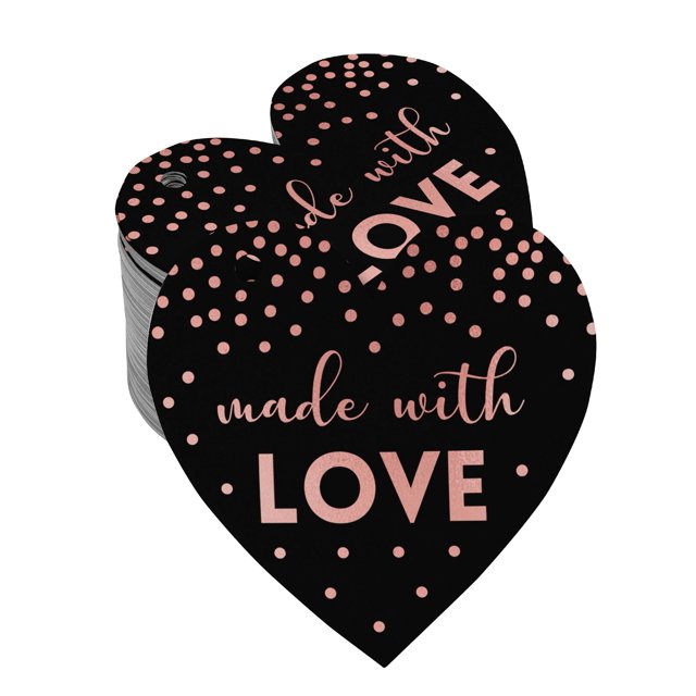 Inkdotpot Pack Of 50 Real Rose Gold Foil Paper Tags Made With Love Wedding Favor Hang Tags