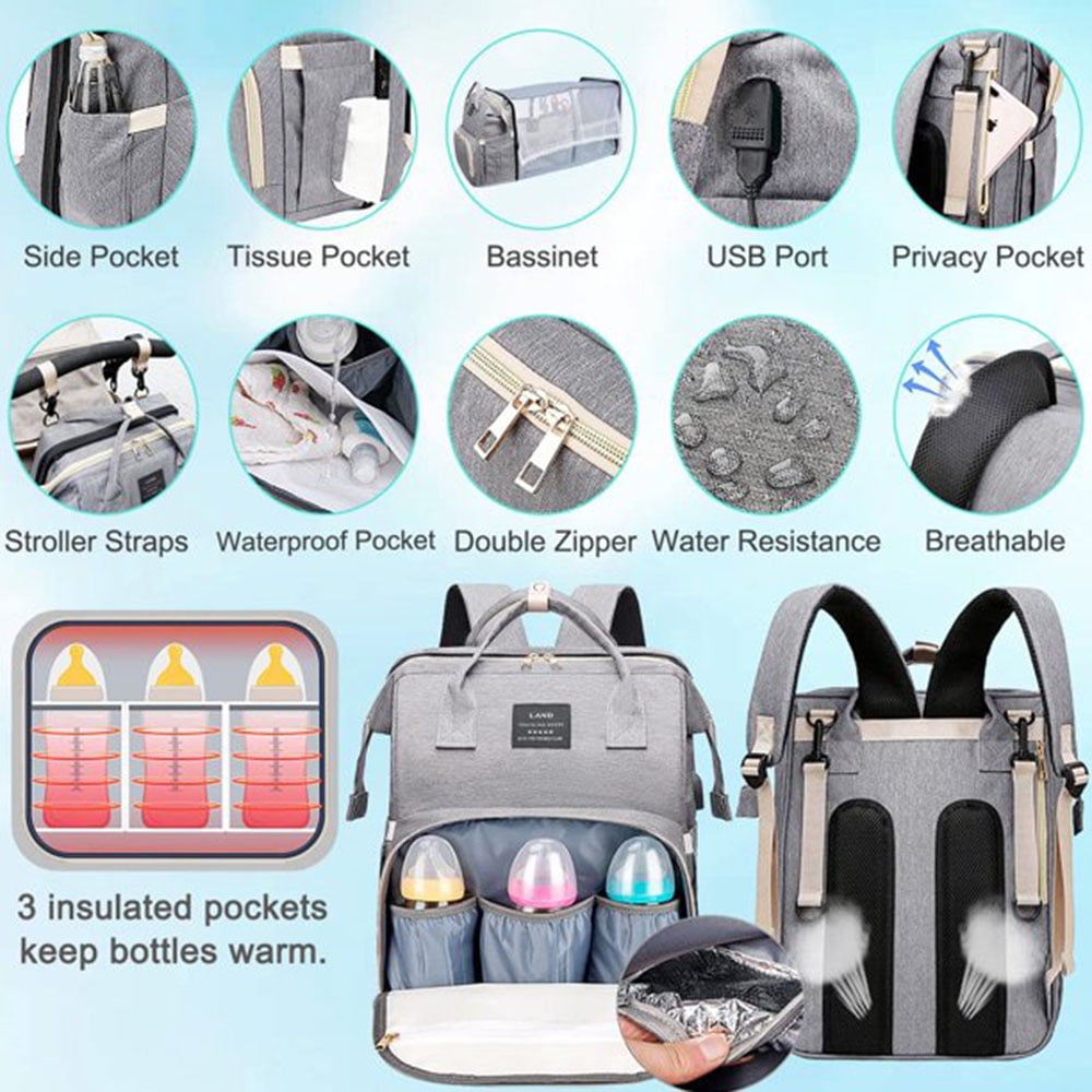 Diaper Bag Backpack, Baby Bag Diaper Bag with Changing Station Baby Girl Boy Waterproof Diaper Bag for Travel Baby,Rinder